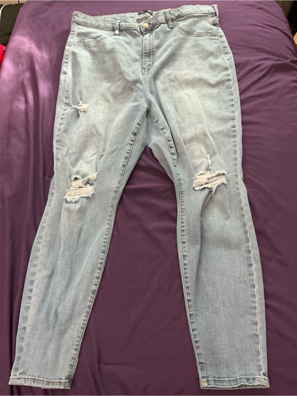 Fashion Nova Light Blue Ripped Skinny Jeans